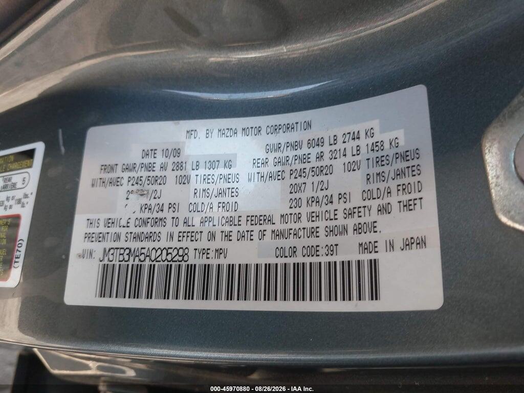 JM3TB3MA5A0205298 2010 MAZDA CX-9 photo no. 9