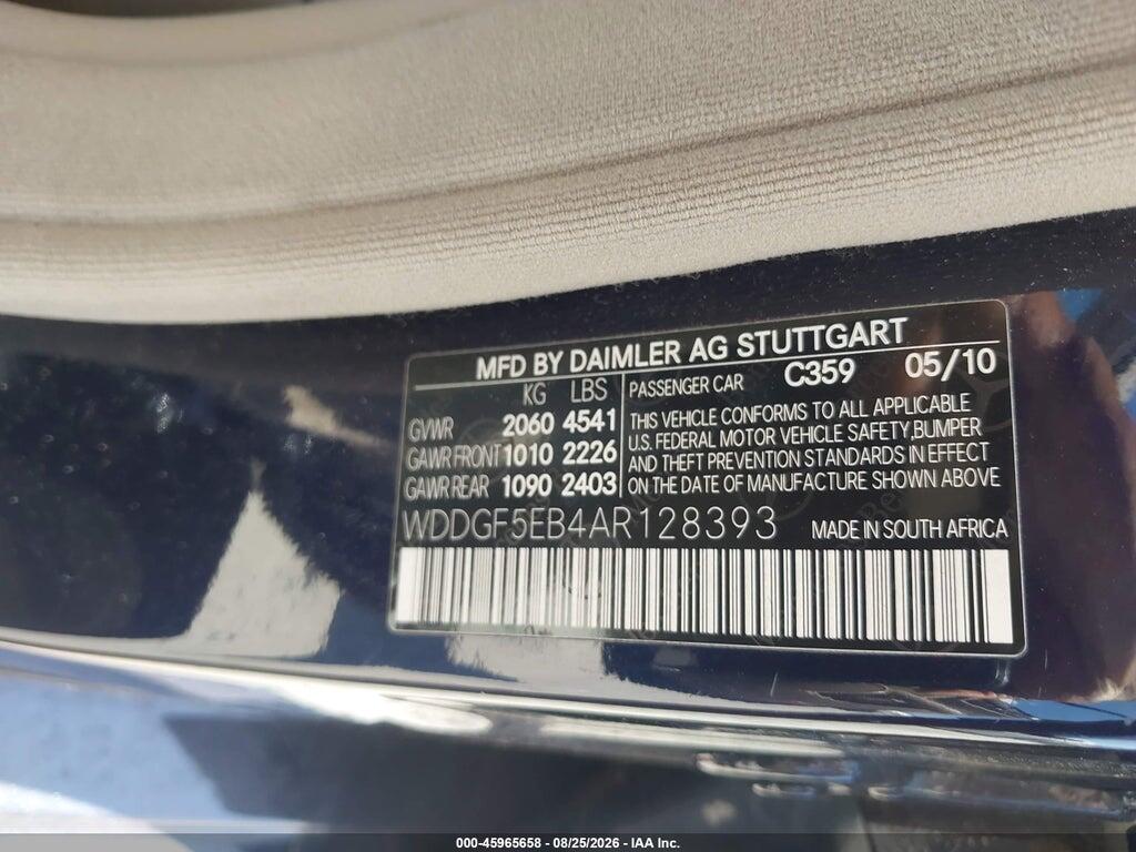 WDDGF5EB4AR128393 2010 MERCEDES-BENZ C 300 photo no. 9