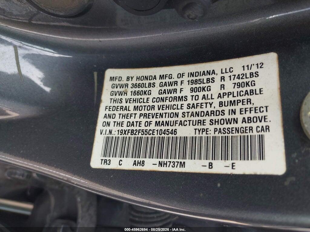 19XFB2F55CE104546 2012 HONDA CIVIC photo no. 9