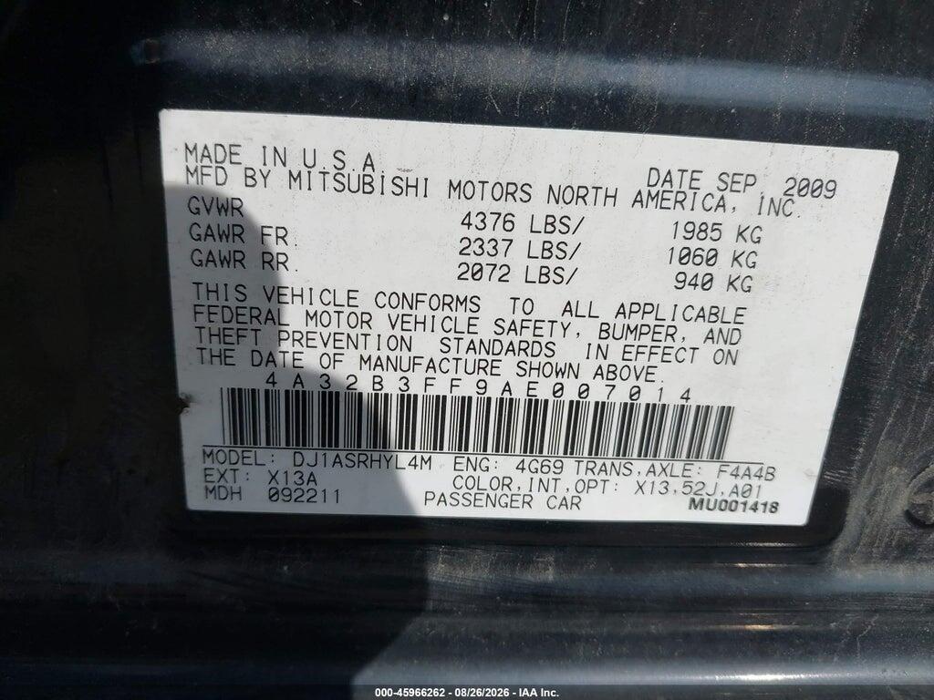 4A32B3FF9AE007014 2010 MITSUBISHI GALANT photo no. 9
