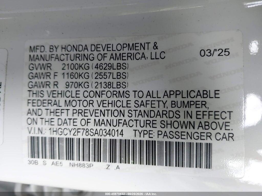 1HGCY2F78SA034014 2025 HONDA ACCORD HYBRID photo no. 9