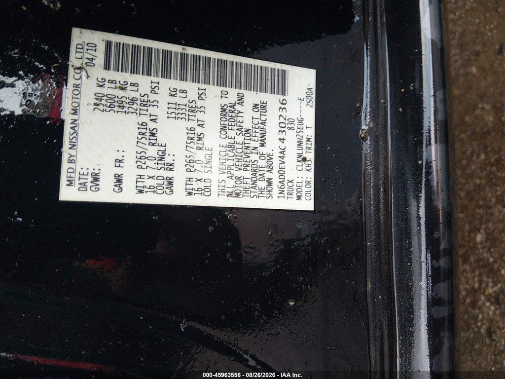 1N6AD0EV4AC430236 2010 NISSAN FRONTIER photo no. 9