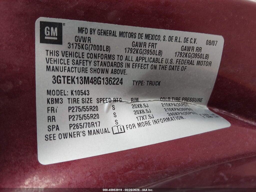 3GTEK13M48G136224 2008 GMC SIERRA 1500 photo no. 9