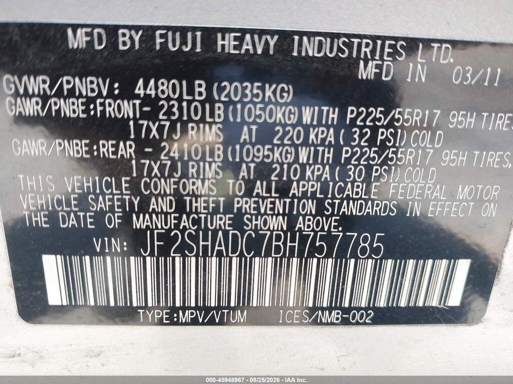 JF2SHADC7BH757785 2011 SUBARU FORESTER photo no. 9