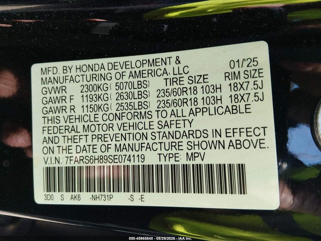 7FARS6H89SE074119 2025 HONDA CR-V HYBRID photo no. 9