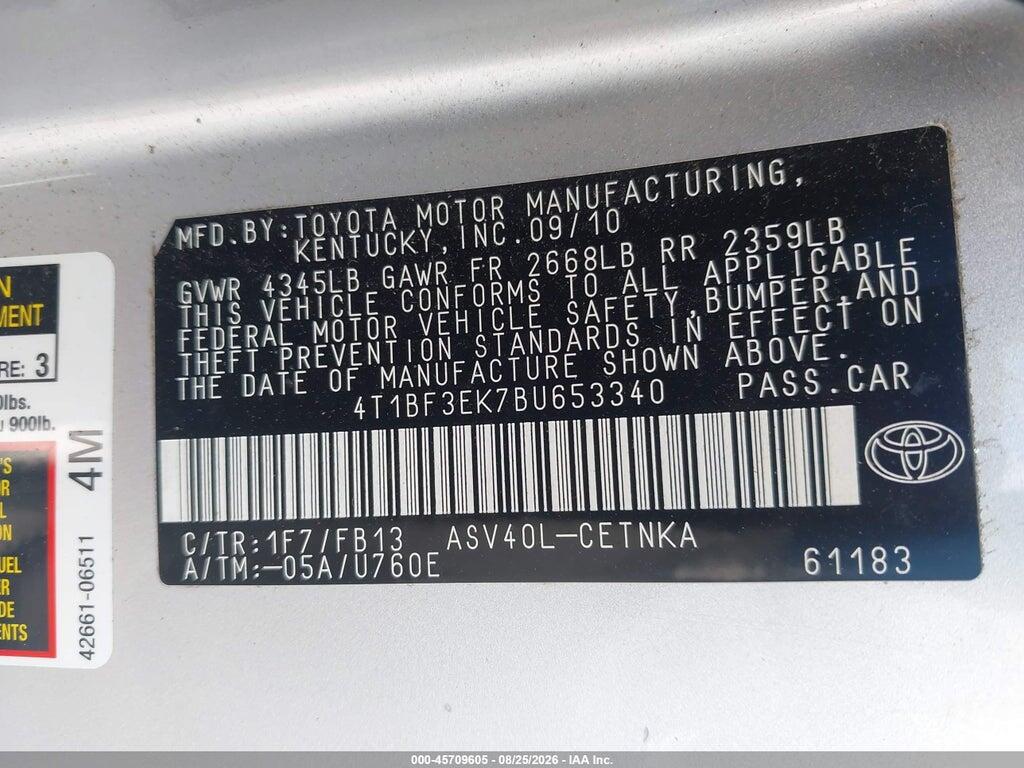 4T1BF3EK7BU653340 2011 TOYOTA CAMRY photo no. 9