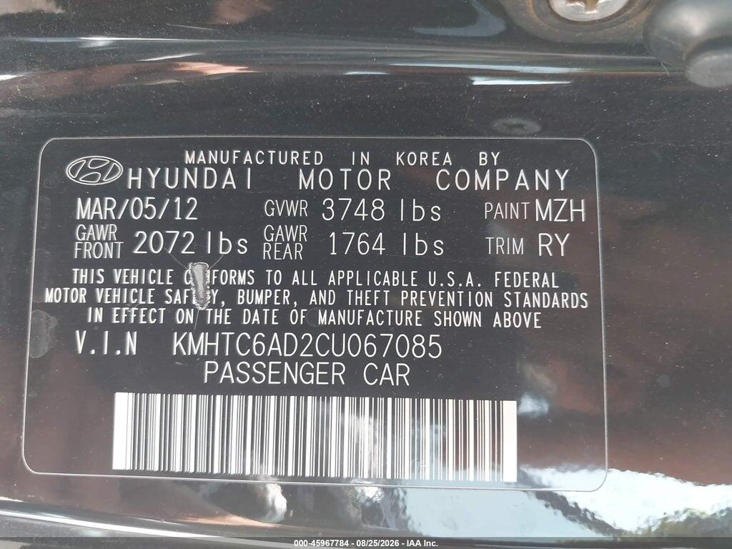 KMHTC6AD2CU067085 2012 HYUNDAI VELOSTER photo no. 9