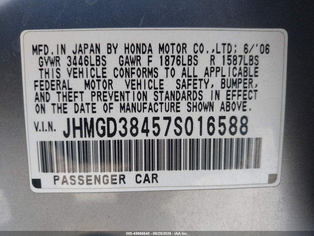 JHMGD38457S016588 2007 HONDA FIT photo no. 9