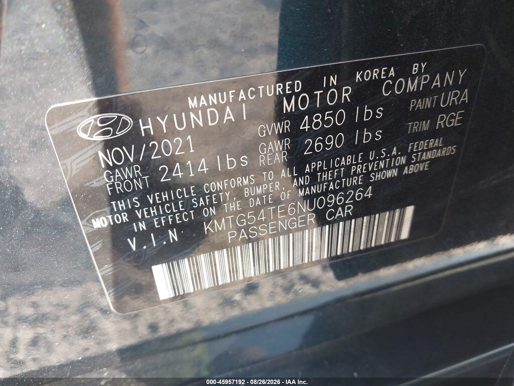KMTG54TE6NU096264 2022 GENESIS G70 photo no. 9