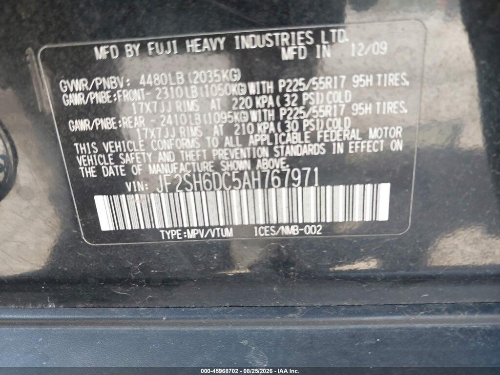 JF2SH6DC5AH767971 2010 SUBARU FORESTER photo no. 9