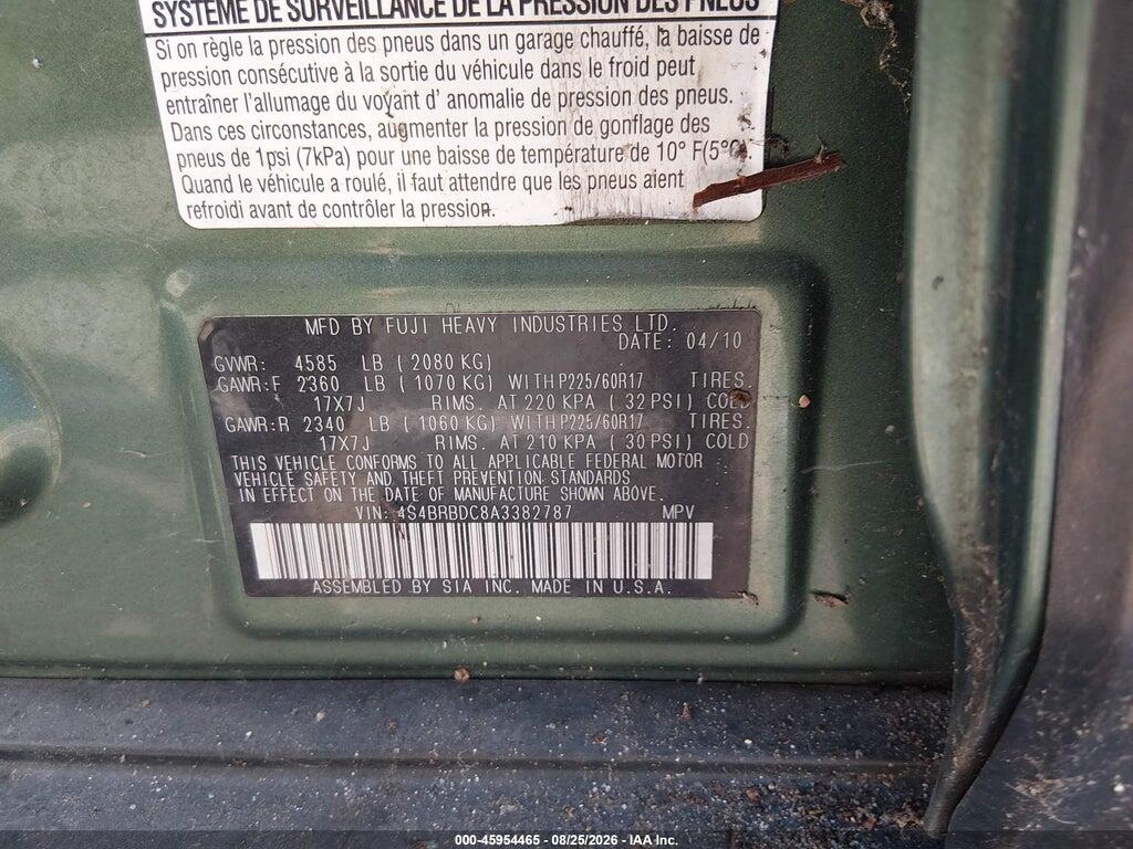 4S4BRBDC8A3382787 2010 SUBARU OUTBACK photo no. 9