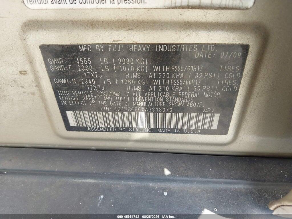 4S4BRCEC0A3318070 2010 SUBARU OUTBACK photo no. 9