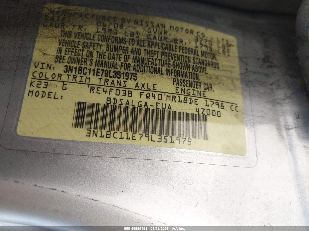 3N1BC11E79L351975 2009 NISSAN VERSA photo no. 9