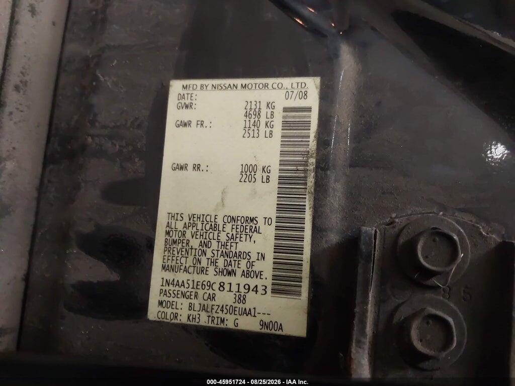 1N4AA51E69C811943 2009 NISSAN MAXIMA photo no. 9