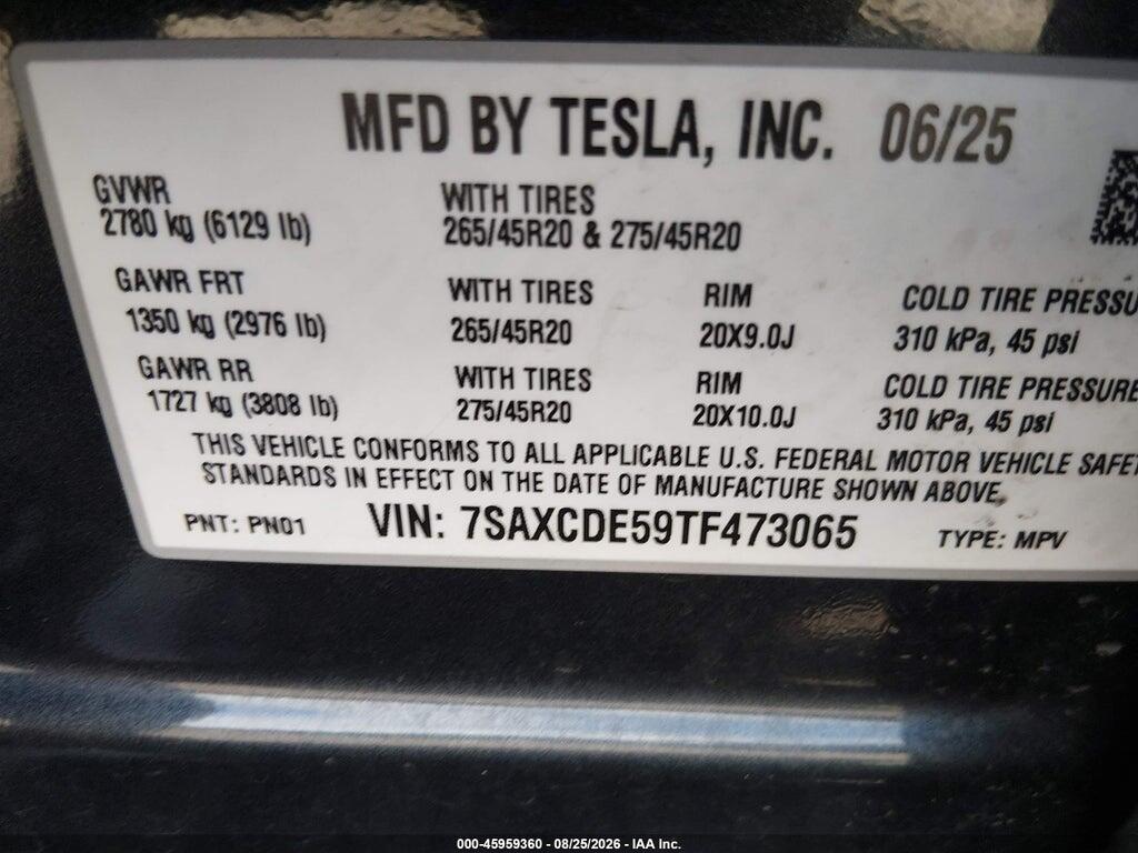 7SAXCDE59TF473065 2026 TESLA MODEL X photo no. 9