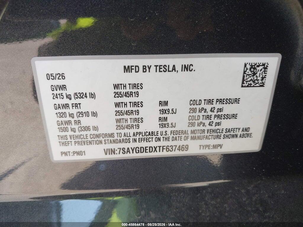 7SAYGDEDXTF637469 2026 TESLA MODEL Y photo no. 6