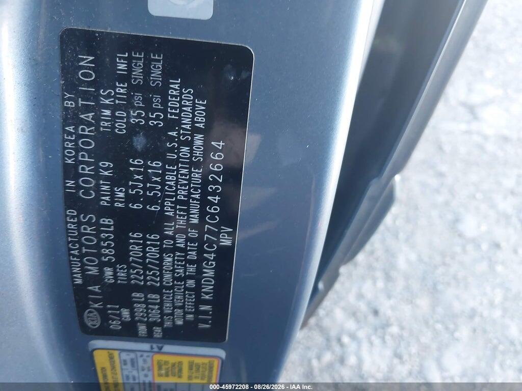 KNDMG4C77C6432664 2012 KIA SEDONA photo no. 9