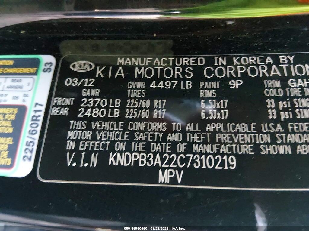 KNDPB3A22C7310219 2012 KIA SPORTAGE photo no. 9