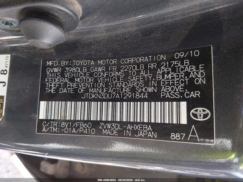 JTDKN3DU7A1291844 2010 TOYOTA PRIUS photo no. 9