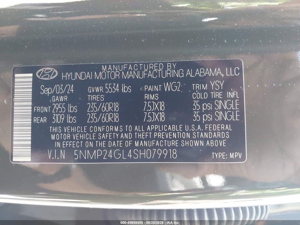 5NMP24GL4SH079918 2025 HYUNDAI SANTA FE photo no. 9