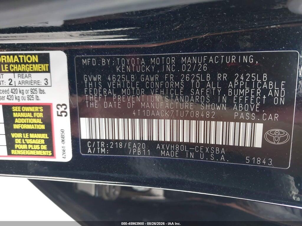 4T1DAACK7TU708482 2026 TOYOTA CAMRY photo no. 9
