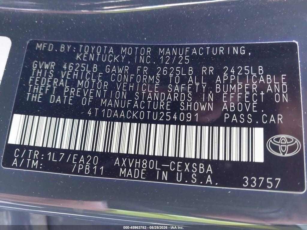 4T1DAACK0TU254091 2026 TOYOTA CAMRY photo no. 9