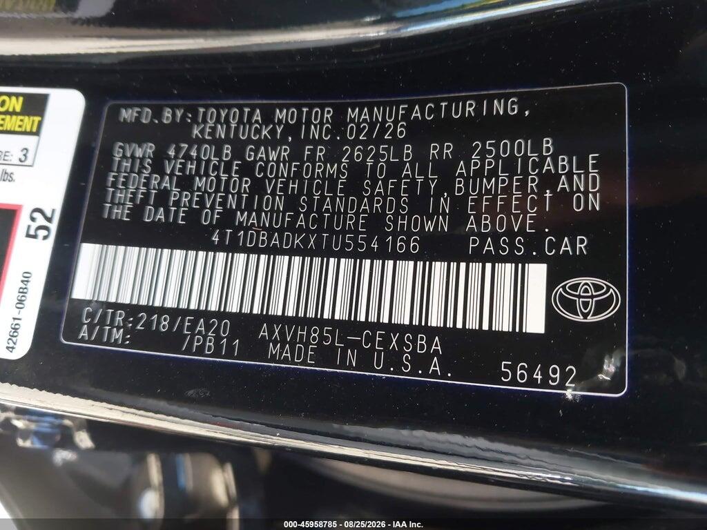 4T1DBADKXTU554166 2026 TOYOTA CAMRY photo no. 9