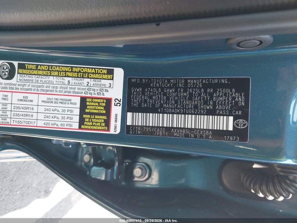 4T1DBADK9TU062292 2026 TOYOTA CAMRY photo no. 9