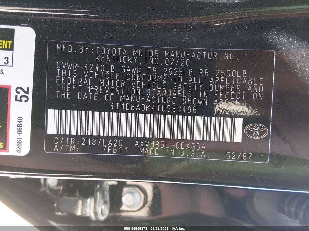 4T1DBADK4TU553496 2026 TOYOTA CAMRY photo no. 9