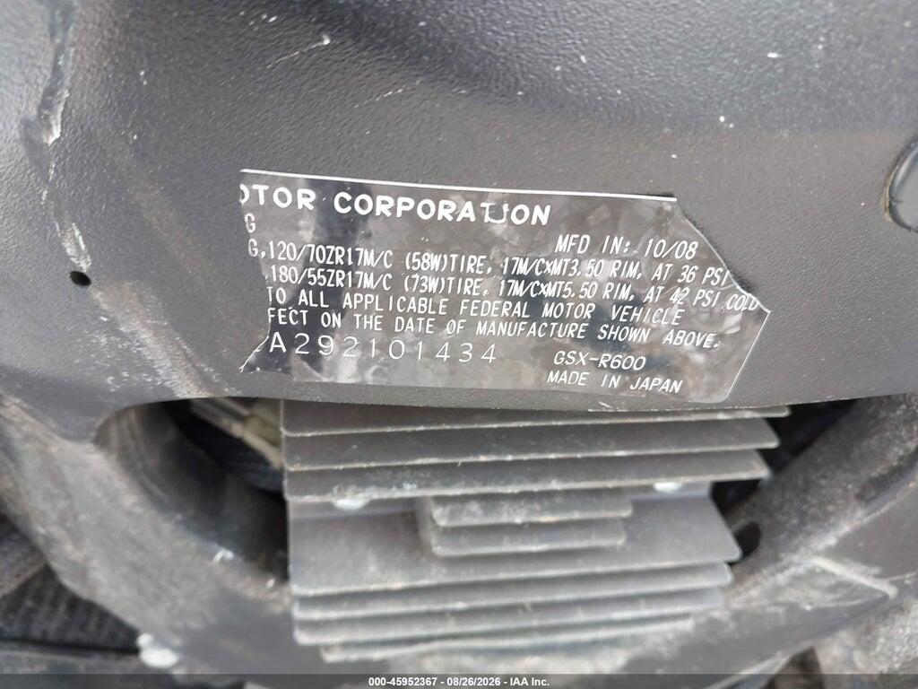 JS1GN7EA292101434 2009 SUZUKI GSX-R600 photo no. 10