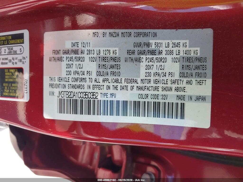 JM3TB2DA1C0350352 2012 MAZDA CX-9 photo no. 9