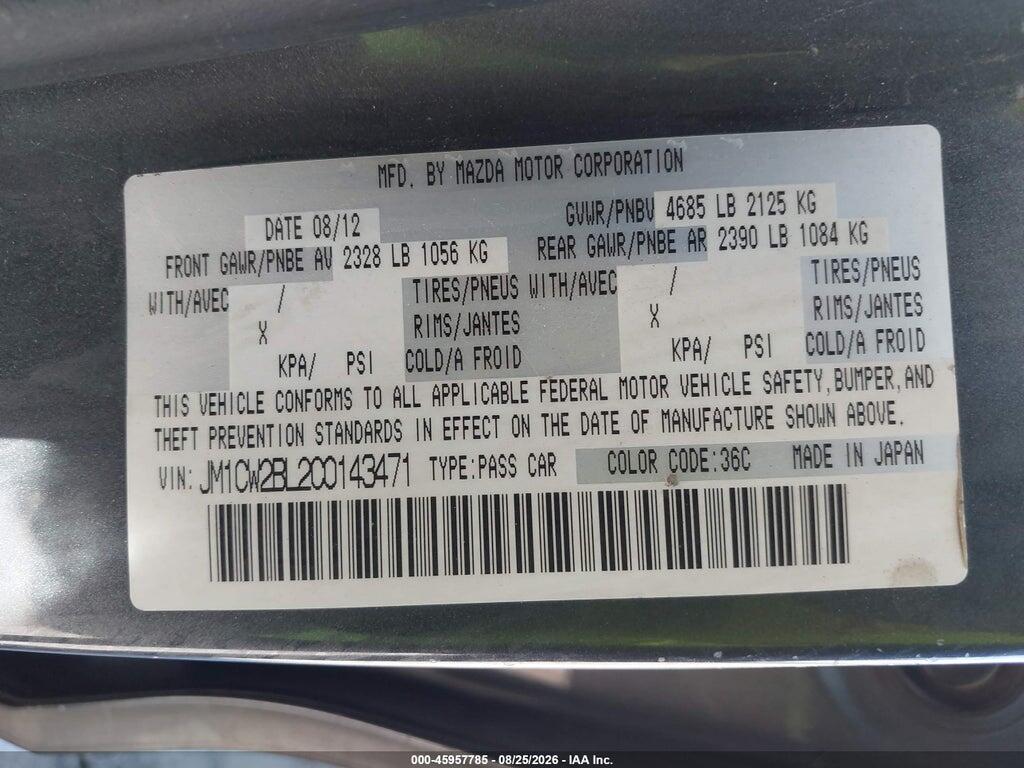 JM1CW2BL2C0143471 2012 MAZDA MAZDA5 photo no. 9