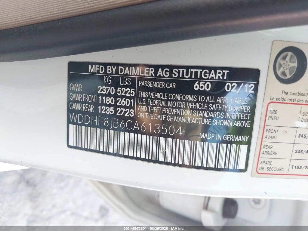 WDDHF8JB6CA613504 2012 MERCEDES-BENZ E 350 photo no. 9