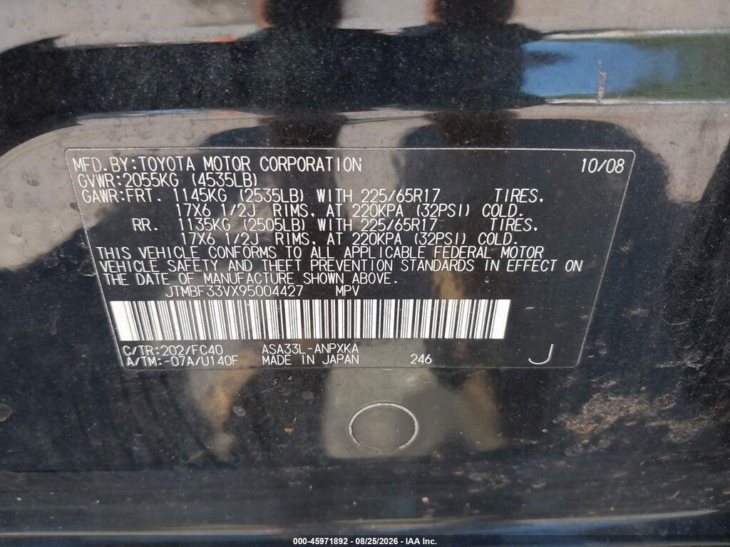 JTMBF33VX95004427 2009 TOYOTA RAV4 photo no. 9