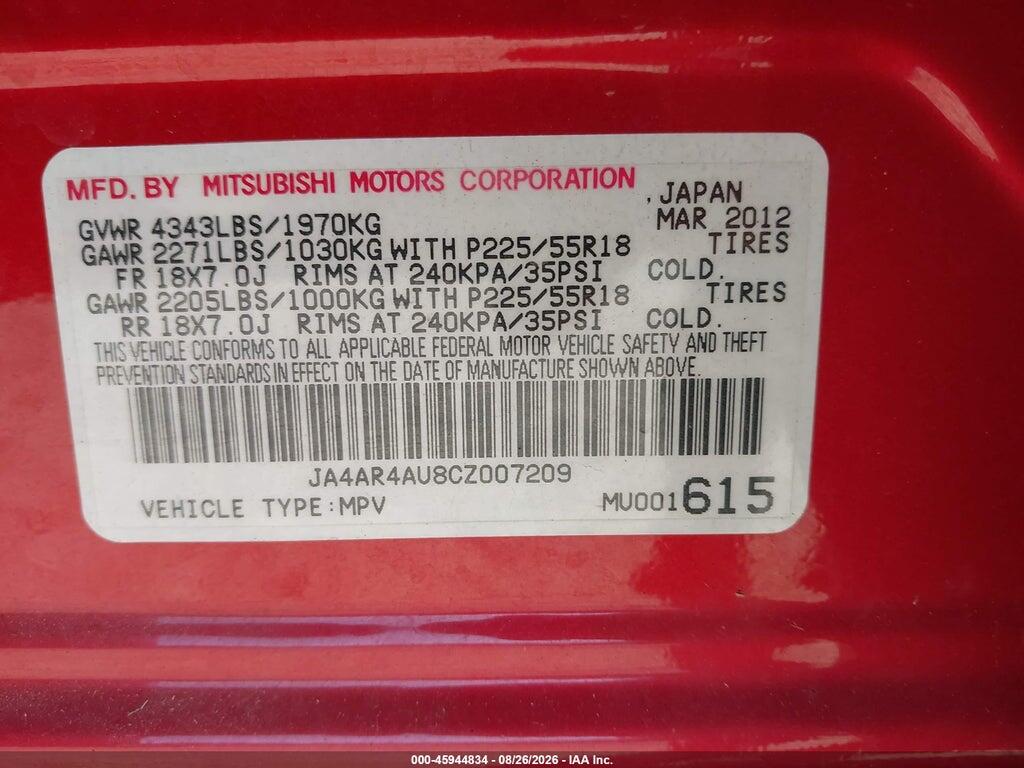 JA4AR4AU8CZ007209 2012 MITSUBISHI OUTLANDER SPORT photo no. 9