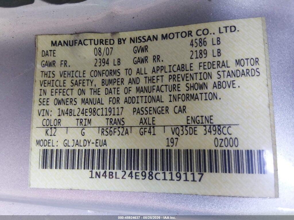 1N4BL24E98C119117 2008 NISSAN ALTIMA photo no. 9