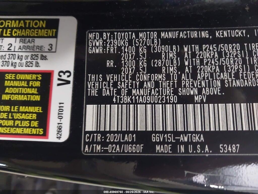 4T3BK11A09U023190 2009 TOYOTA VENZA photo no. 9