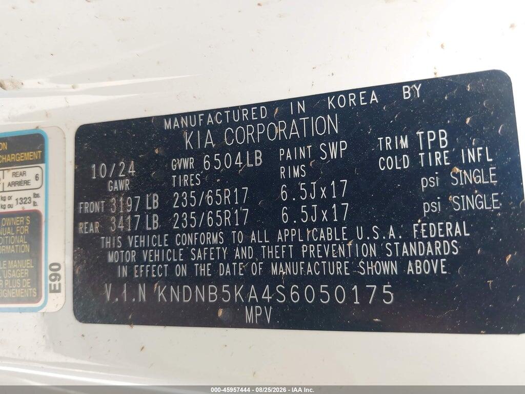 KNDNB5KA4S6050175 2025 KIA CARNIVAL MPV HYBRID photo no. 9