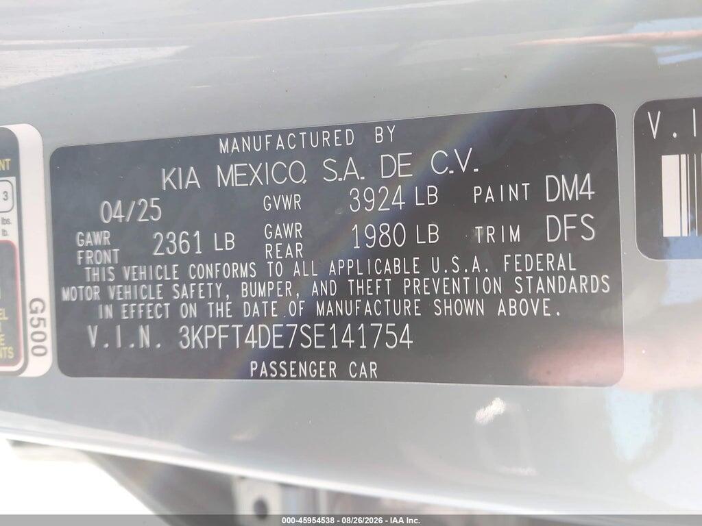 3KPFT4DE7SE141754 2025 KIA K4 photo no. 9