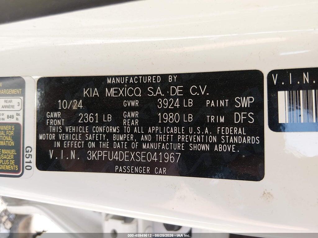 3KPFU4DEXSE041967 2025 KIA K4 photo no. 9