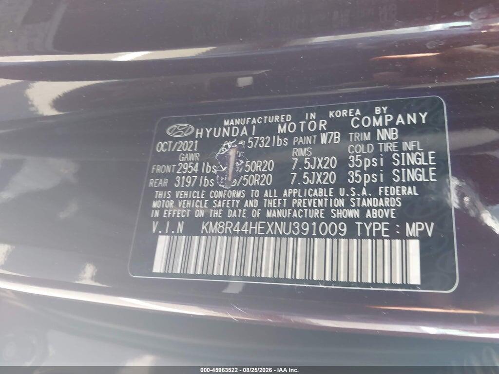 KM8R44HEXNU391009 2022 HYUNDAI PALISADE photo no. 9