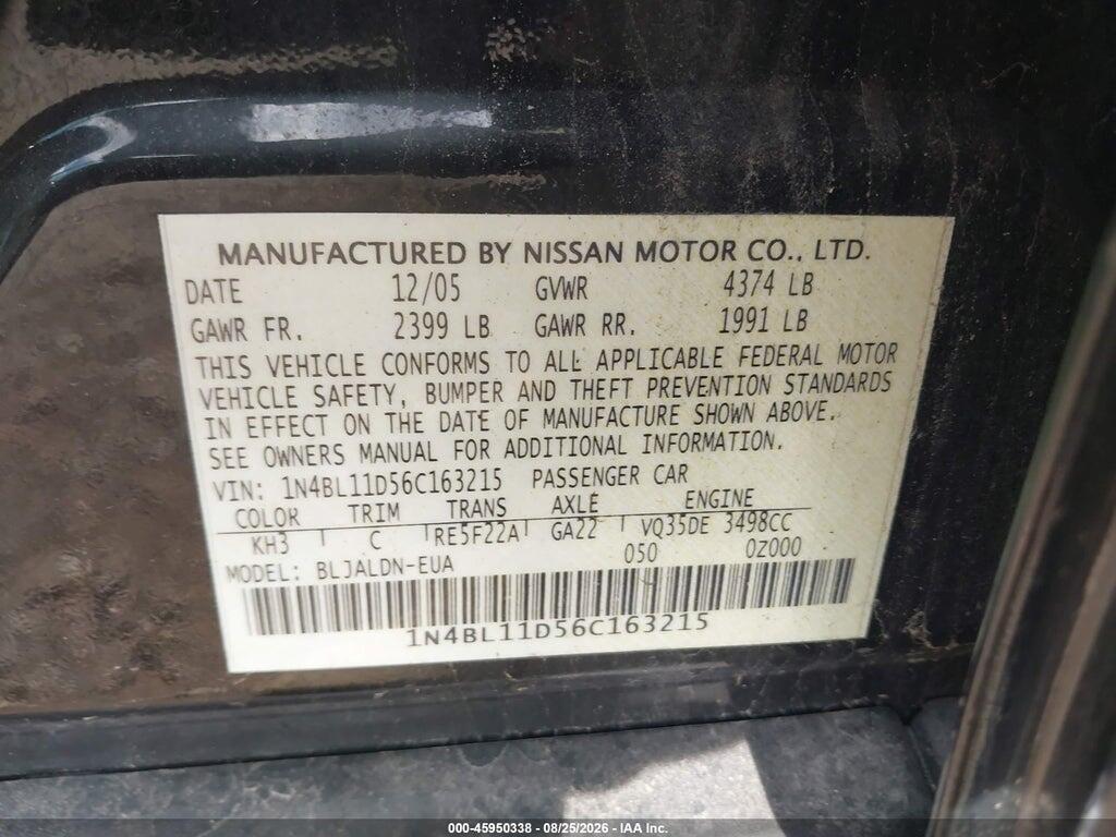 1N4BL11D56C163215 2006 NISSAN ALTIMA photo no. 9