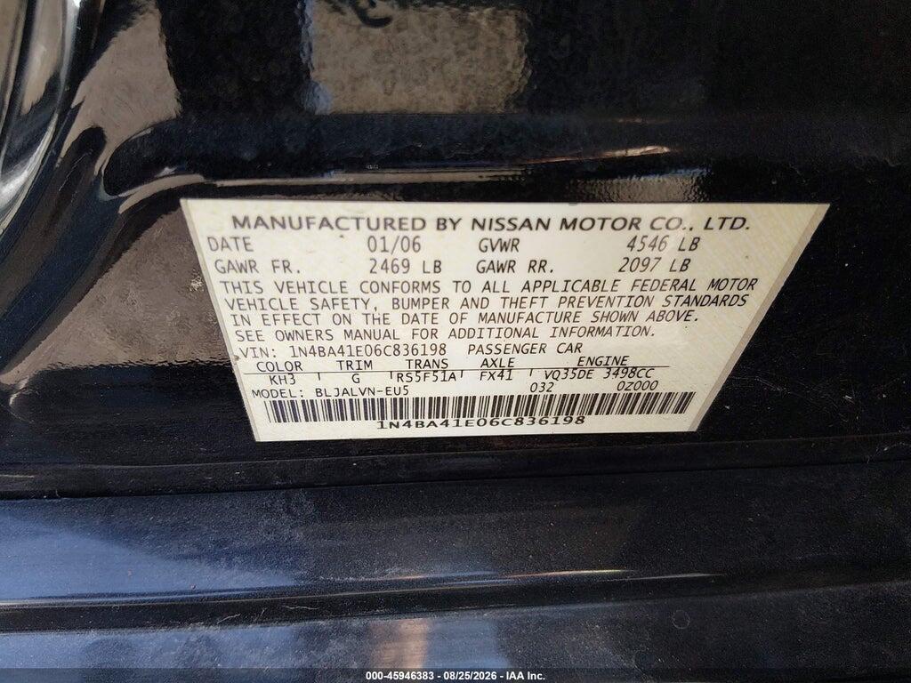 1N4BA41E06C836198 2006 NISSAN MAXIMA photo no. 9