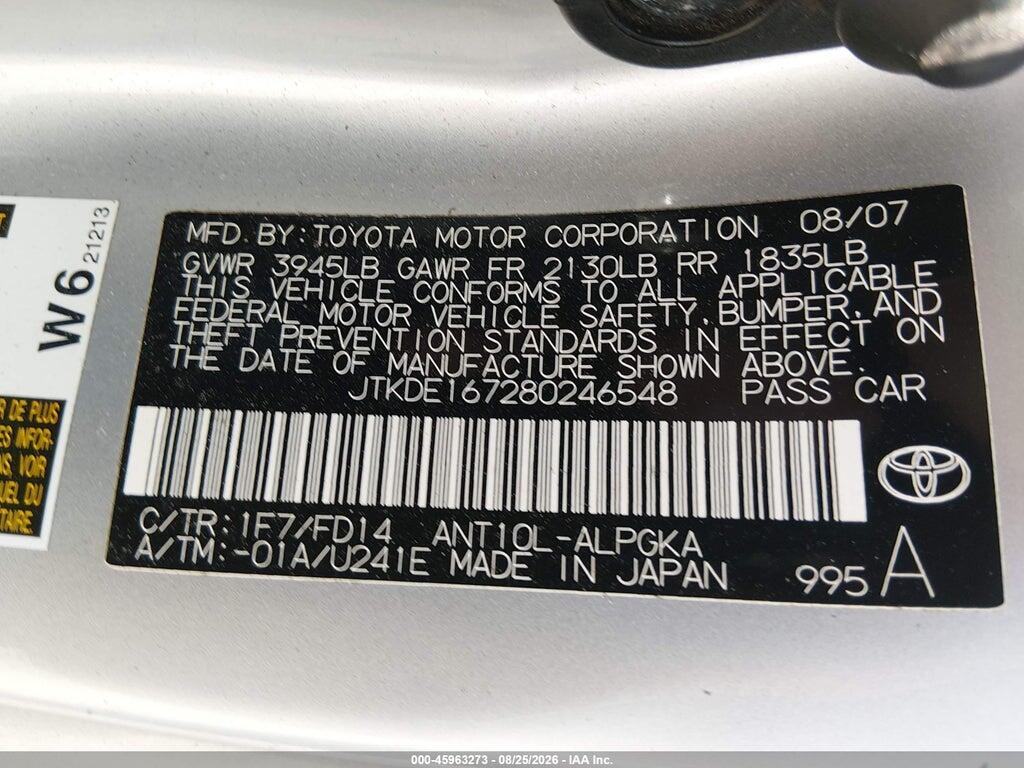 JTKDE167280246548 2008 SCION TC photo no. 9