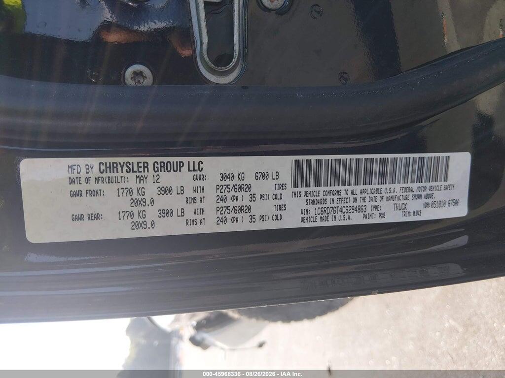1C6RD7GT4CS294863 2012 RAM 1500 photo no. 9