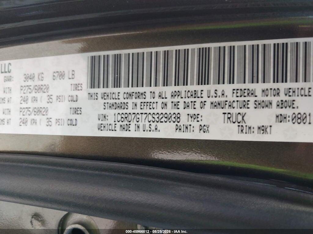 1C6RD7GT7CS329038 2012 RAM 1500 photo no. 9
