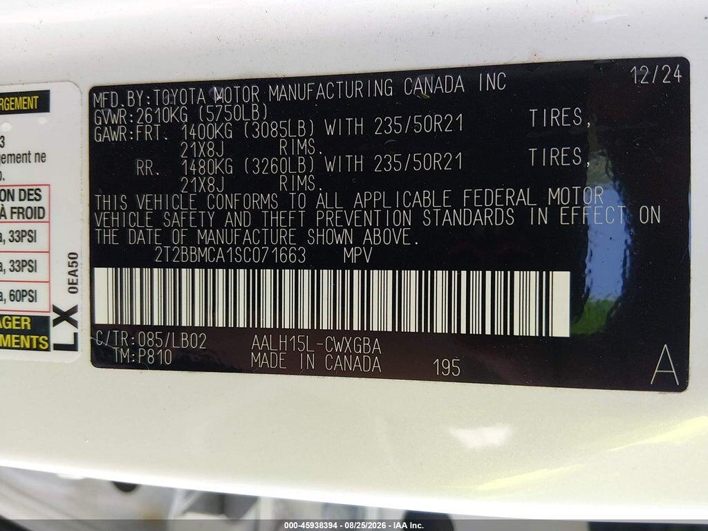 2T2BBMCA1SC071663 2025 LEXUS RX 350H photo no. 9