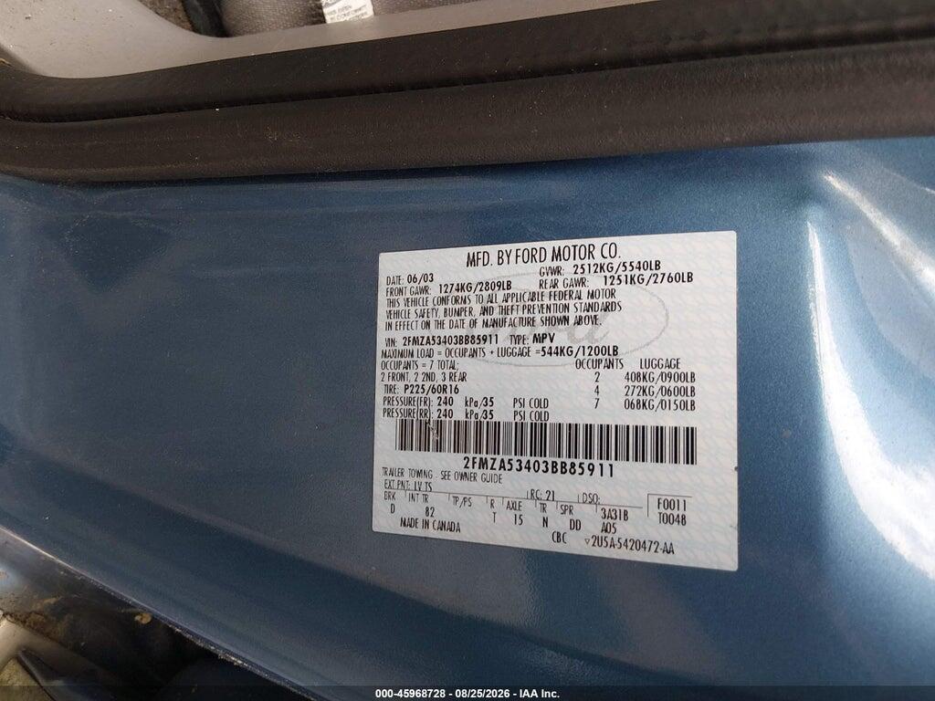 2FMZA53403BB85911 2003 FORD WINDSTAR photo no. 9