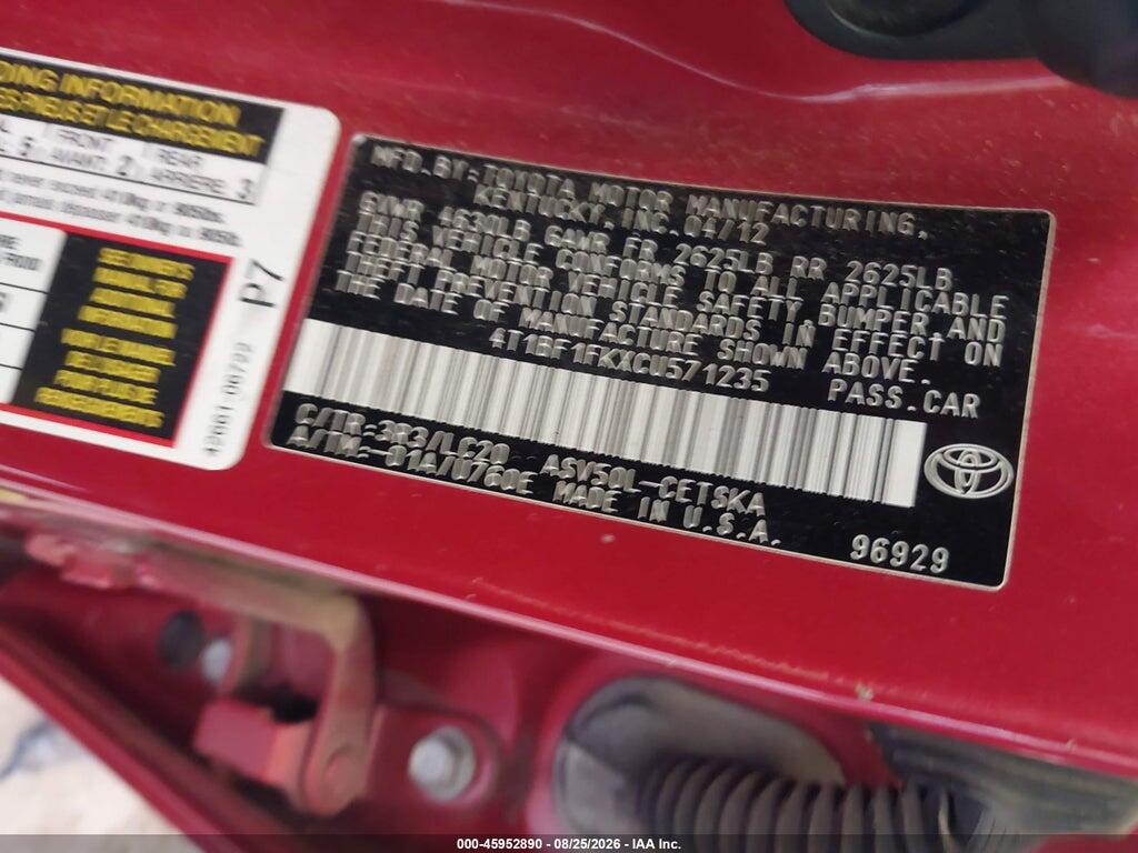 4T1BF1FKXCU571235 2012 TOYOTA CAMRY photo no. 9