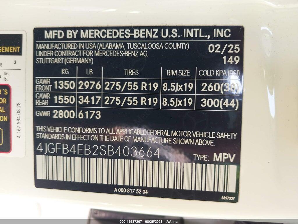 4JGFB4EB2SB403664 2025 MERCEDES-BENZ GLE 350 photo no. 9